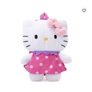 Hello Kitty Plush Polka Dot Figural Backpack Pink Bow 14 Inches BNWT SO RETIRED